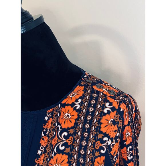 Matilda Jane Orange Navy Floral Top sz S - Picture 2 of 4